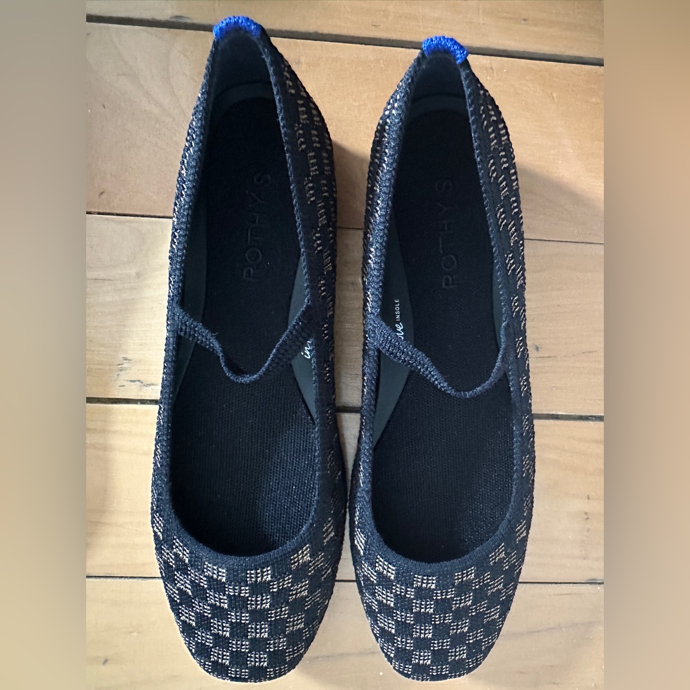 NWT Rothy's The Max Square Mary Jane Flats in Night Song Size 9